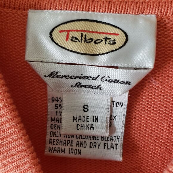 Talbots Womens Small Coral Orange Zip Up Cardigan Stretch Cotton Nylon Lycra - Picture 4 of 7